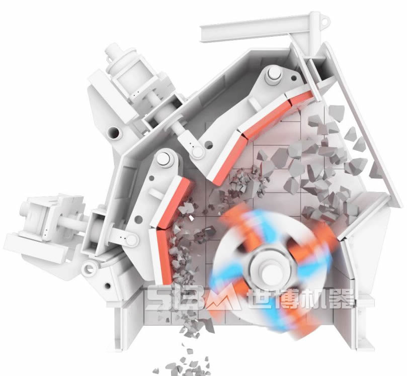 反擊式破碎機(jī)破碎石料原理圖