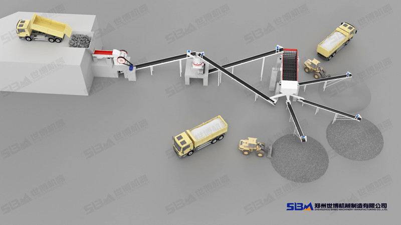 常規(guī)砂石生產(chǎn)線設(shè)備配置，主要設(shè)備顎破和圓錐破